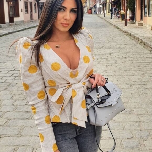 Zara Polka Dot Bow Shirt Blogger’s Fav Size XS NEW WITH TAG! - Picture 10 of 14